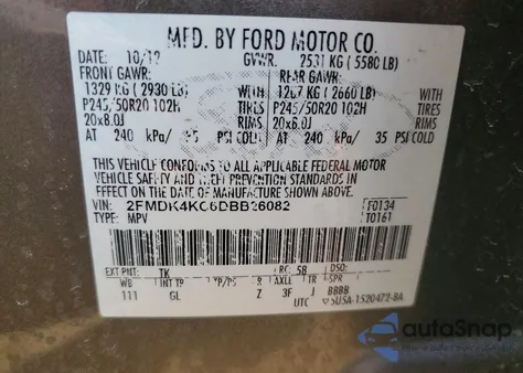 2013 Ford Edge Limited z USA, uszkodzony, nr VIN 2FMDK4KC6DBB26082